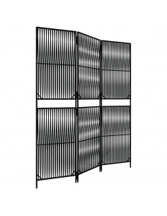 Divisorio per Ambienti a 3 Pannelli Nero in Polyrattan 2