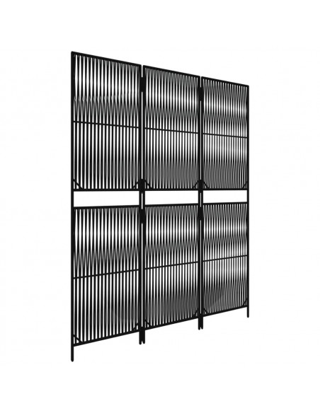 Divisorio per Ambienti a 3 Pannelli Nero in Polyrattan