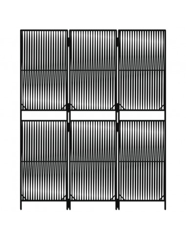 Divisorio per Ambienti a 3 Pannelli Nero in Polyrattan