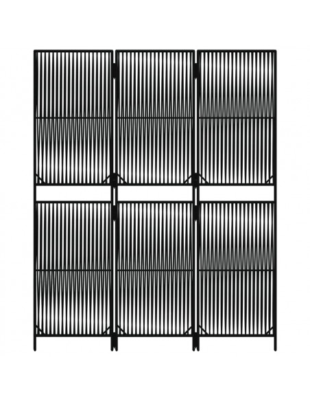 Divisorio per Ambienti a 3 Pannelli Nero in Polyrattan