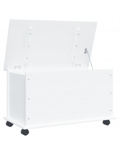 Cassapanca con Ruote ALTA Bianca 73x39,5x44 cm Massello di Pino 2