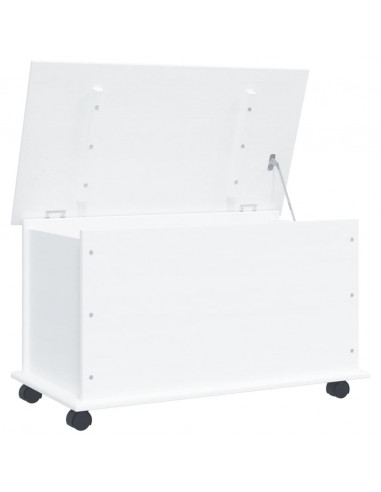 Cassapanca con Ruote ALTA Bianca 73x39,5x44 cm Massello di Pino