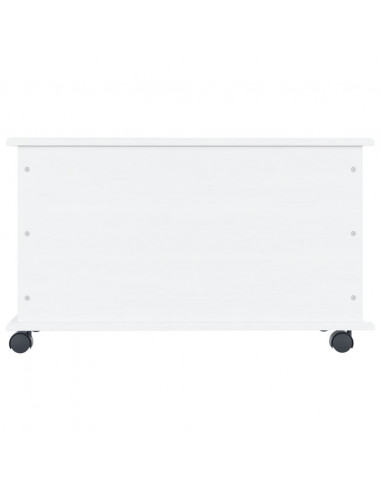 Cassapanca con Ruote ALTA Bianca 73x39,5x44 cm Massello di Pino