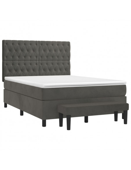 Giroletto a Molle con Materasso Grigio Scuro 140x200 cm Velluto