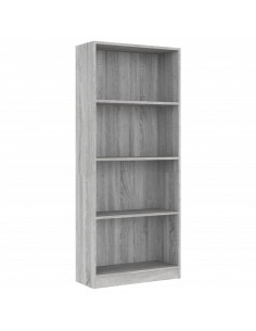 Libreria 4 Ripiani Grigio Sonoma 60x24x142 cm Legno Multistrato 2