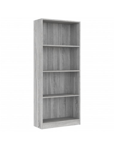 Libreria 4 Ripiani Grigio Sonoma 60x24x142 cm Legno Multistrato