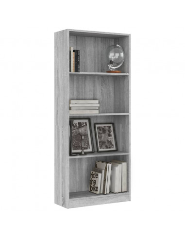 Libreria 4 Ripiani Grigio Sonoma 60x24x142 cm Legno Multistrato