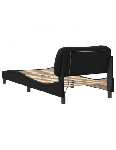 Giroletto con Luci LED Nero 80x200 cm in Similpelle