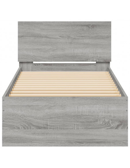 Giroletto con Testiera e LED Grigio Sonoma 90x200 cm