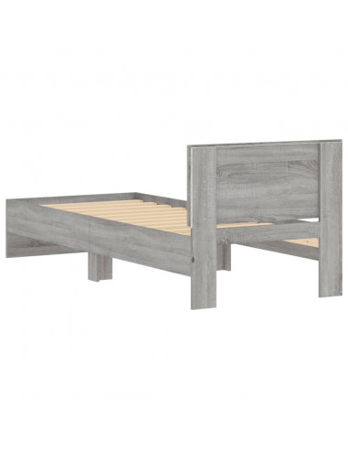 Giroletto con Testiera e LED Grigio Sonoma 90x200 cm