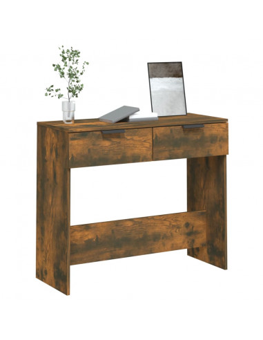Tavolino Consolle Rovere Fumo 90x36x75 cm in Legno Multistrato
