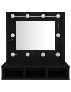 Mobile a Specchio con LED Nero 60x31,5x62 cm 2