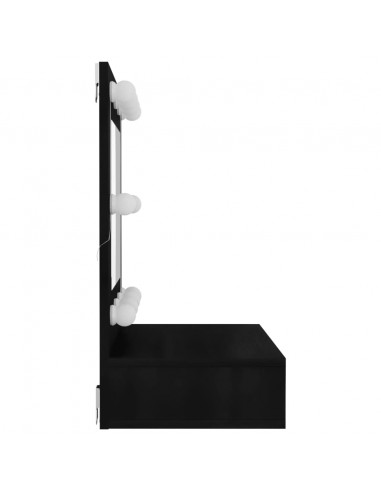 Mobile a Specchio con LED Nero 60x31,5x62 cm