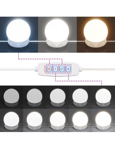 Mobile a Specchio con LED Nero 60x31,5x62 cm