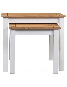 Tavolini Impilabili 2 pz Bianchi Massello di Pino Panama Range 2