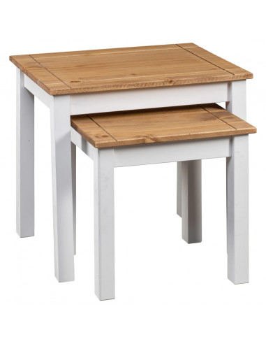 Tavolini Impilabili 2 pz Bianchi Massello di Pino Panama Range