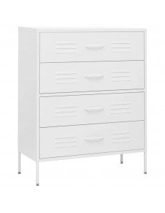 Cassettiera Bianca 80x35x101,5 cm in Acciaio 2