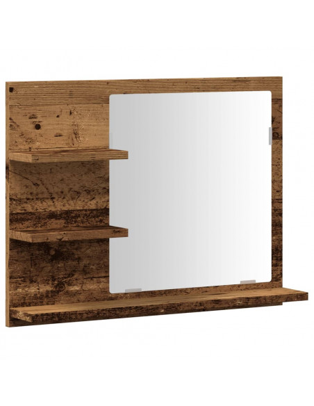 Armadietto a Specchio da Bagno Legno Vecchio 60x10,5x45 cm