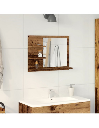 Armadietto a Specchio da Bagno Legno Vecchio 60x10,5x45 cm