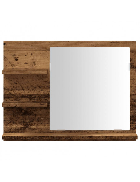 Armadietto a Specchio da Bagno Legno Vecchio 60x10,5x45 cm