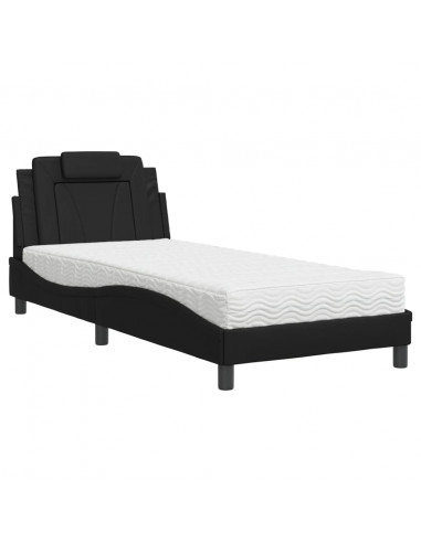 Letto con Materasso Nero 80x200 cm in Similpelle