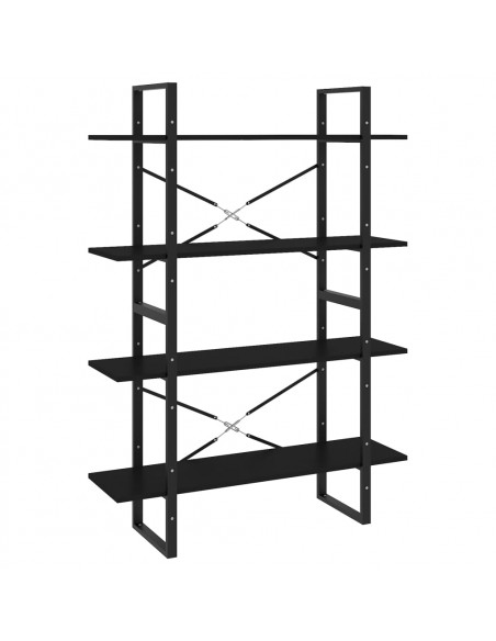 Libreria a 4 Ripiani Nera 100x30x140 cm in Legno Multistrato