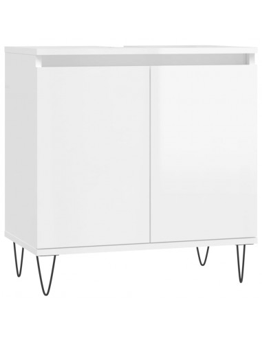 Armadietto Bagno Bianco Lucido 58x33x60cm in Legno Multistrato