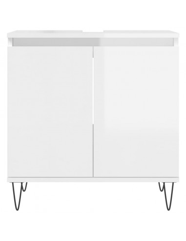 Armadietto Bagno Bianco Lucido 58x33x60cm in Legno Multistrato