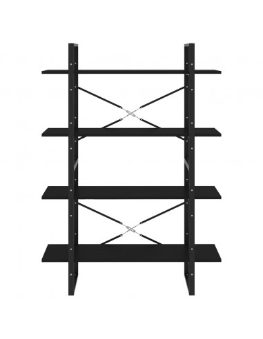Libreria a 4 Ripiani Nera 100x30x140 cm in Legno Multistrato