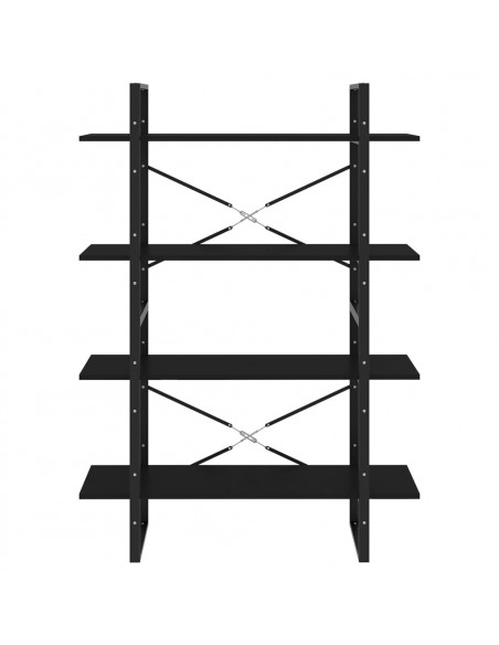 Libreria a 4 Ripiani Nera 100x30x140 cm in Legno Multistrato