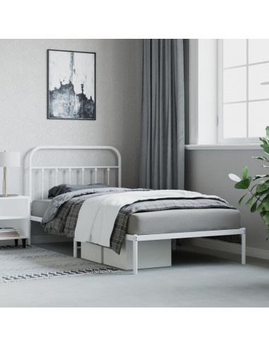 Giroletto con Testiera Metallo Bianco 107x203 cm