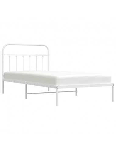 Giroletto con Testiera Metallo Bianco 107x203 cm