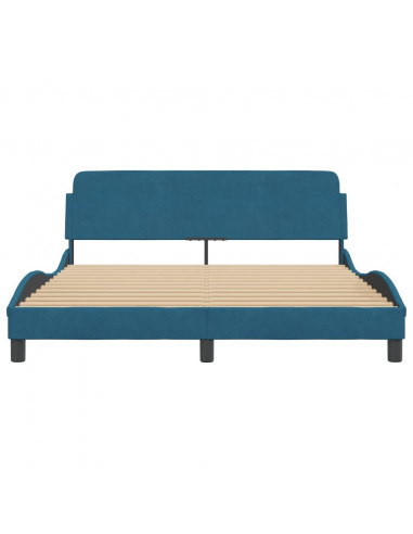 Giroletto con Testiera Blu 160x200 cm in Velluto