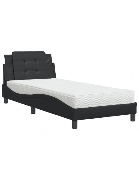 Letto con Materasso Nero 90x190 cm in Similpelle