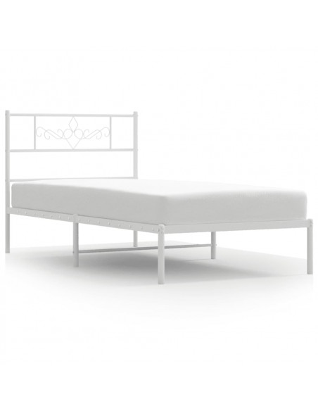 Giroletto con Testiera Metallo Bianco 100x190 cm