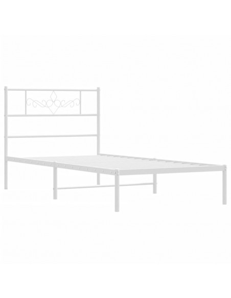 Giroletto con Testiera Metallo Bianco 100x190 cm