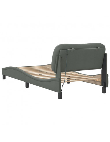 Giroletto con Luci LED Grigio Scuro 80x200 cm in Tessuto