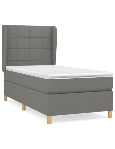 Giroletto a Molle con Materasso Grigio Scuro 90x190 cm Tessuto