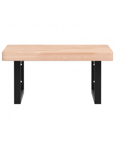 Ripiano a Parete per Lavabo in Acciaio e Massello di Faggio