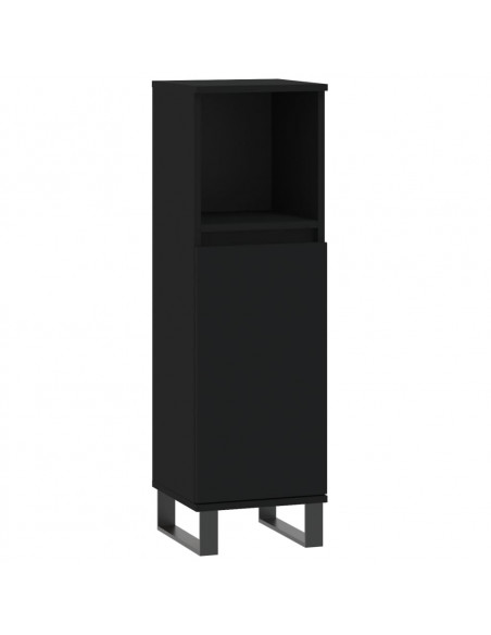 Set Mobili da Bagno 3 pz Nero in Legno Multistrato