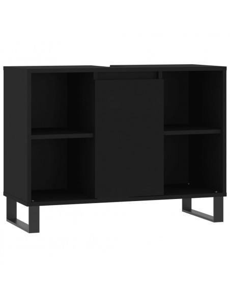 Set Mobili da Bagno 3 pz Nero in Legno Multistrato