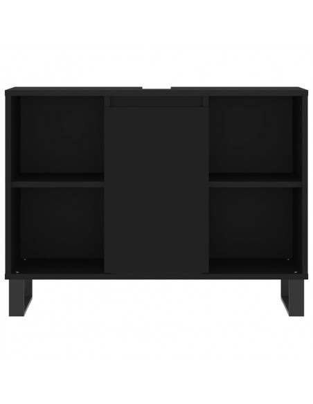Set Mobili da Bagno 3 pz Nero in Legno Multistrato
