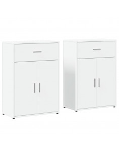 Credenze 2 pz Bianche 60x30x84 cm in Legno Multistrato 2