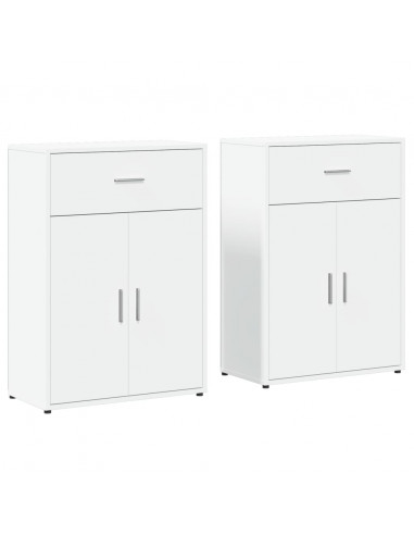 Credenze 2 pz Bianche 60x30x84 cm in Legno Multistrato