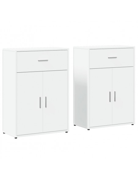 Credenze 2 pz Bianche 60x30x84 cm in Legno Multistrato