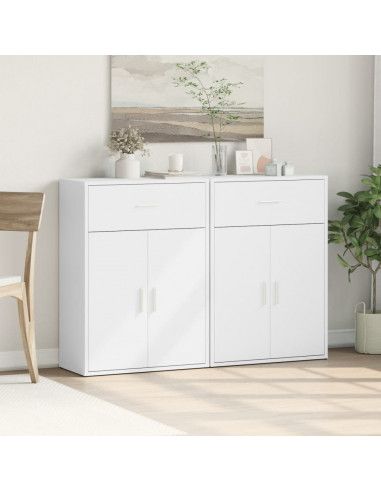 Credenze 2 pz Bianche 60x30x84 cm in Legno Multistrato