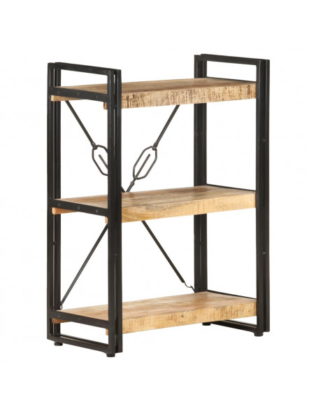 Libreria a 3 Ripiani 60x30x80 cm in Legno Massello di Mango