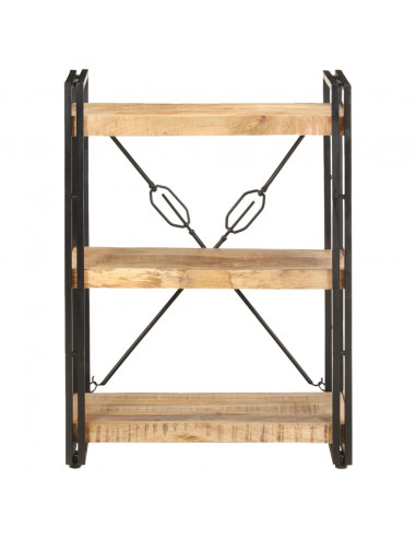 Libreria a 3 Ripiani 60x30x80 cm in Legno Massello di Mango