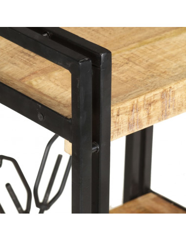 Libreria a 3 Ripiani 60x30x80 cm in Legno Massello di Mango