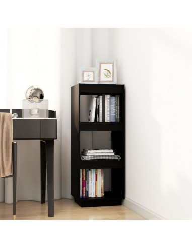 Libreria/Divisorio Nero 40x35x103 cm in Legno Massello di Pino